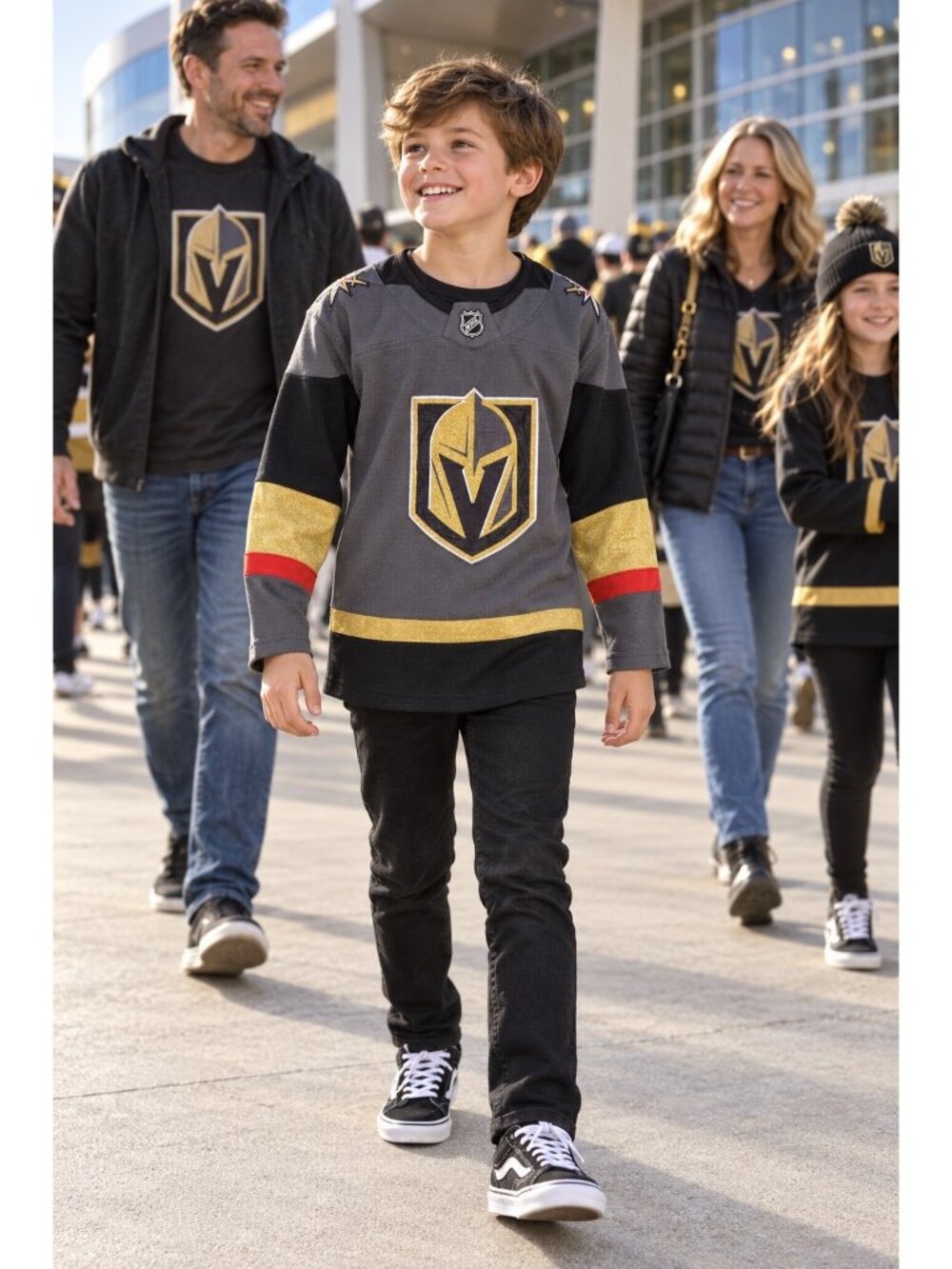 2017 Vegas Golden Knights Youth S/M Gray NHL Hockey Jersey EUC